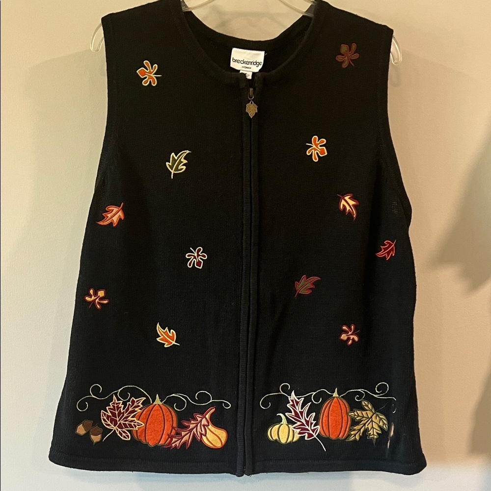 Black Vest‎ with Autumn Embroidery